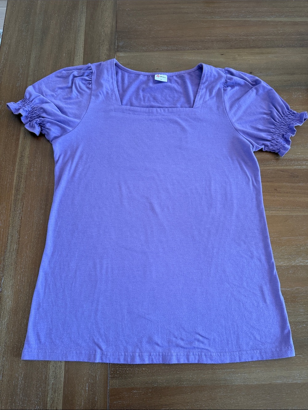 Women’s Wiholl Lavender Square Neck Puff Sleeve Tee